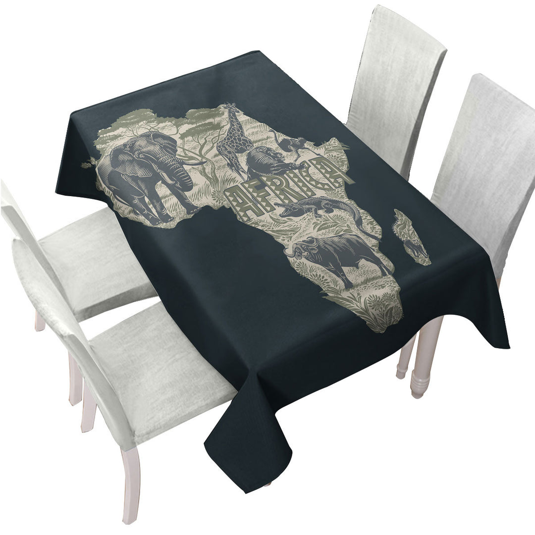 Africa Map and Animals Tablecloth