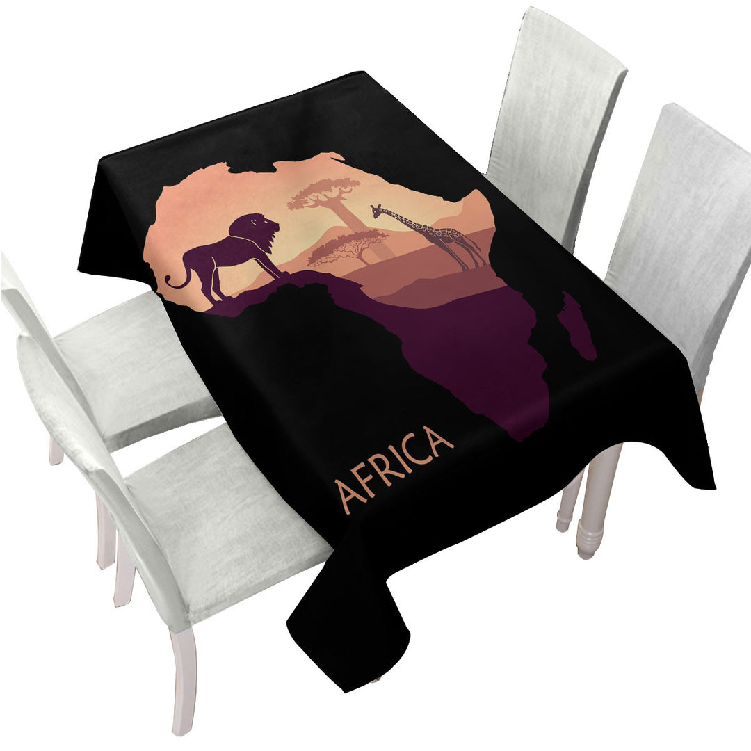 African Lion and Giraffe Tablecloths