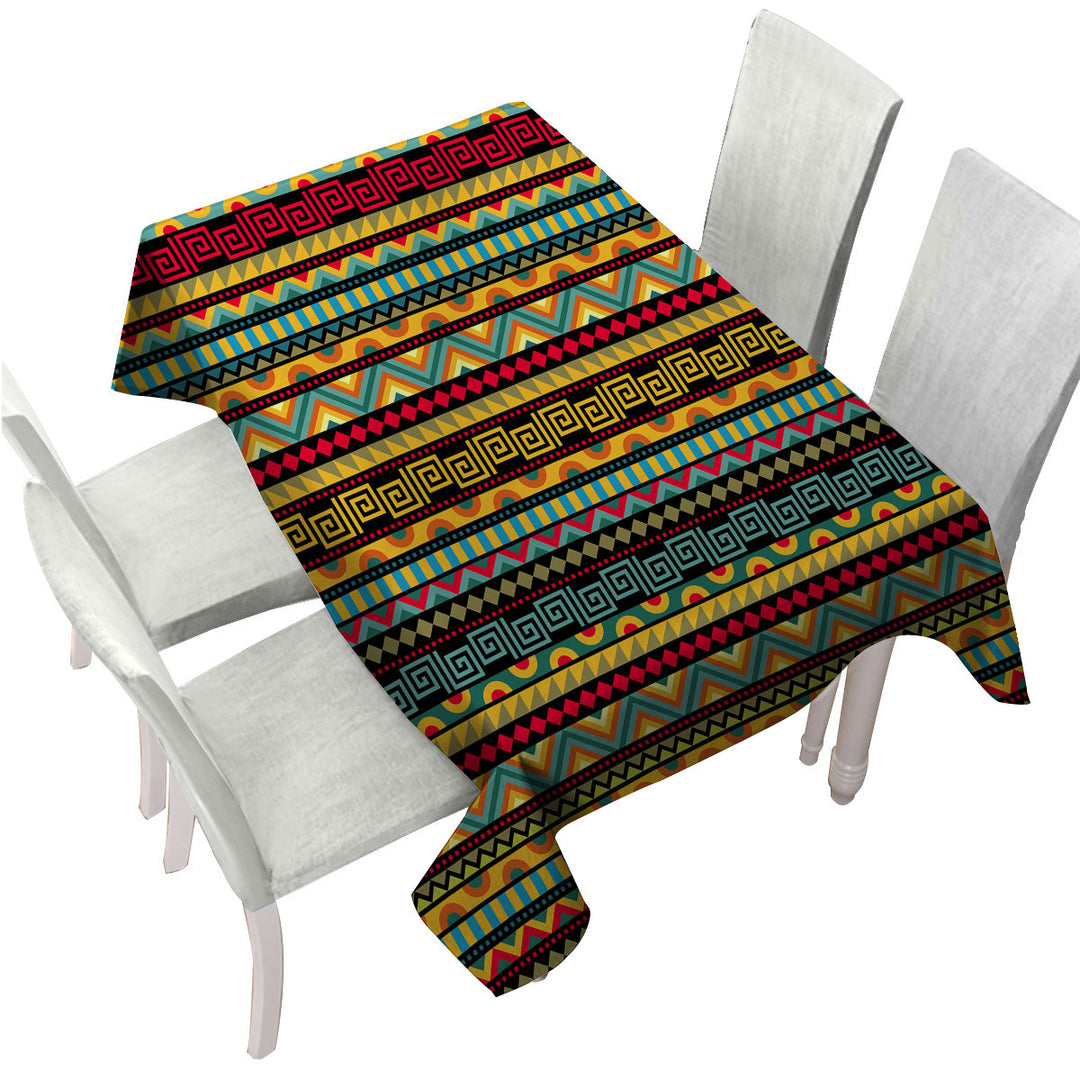 African Vibes Striped Pattern Tablecloth