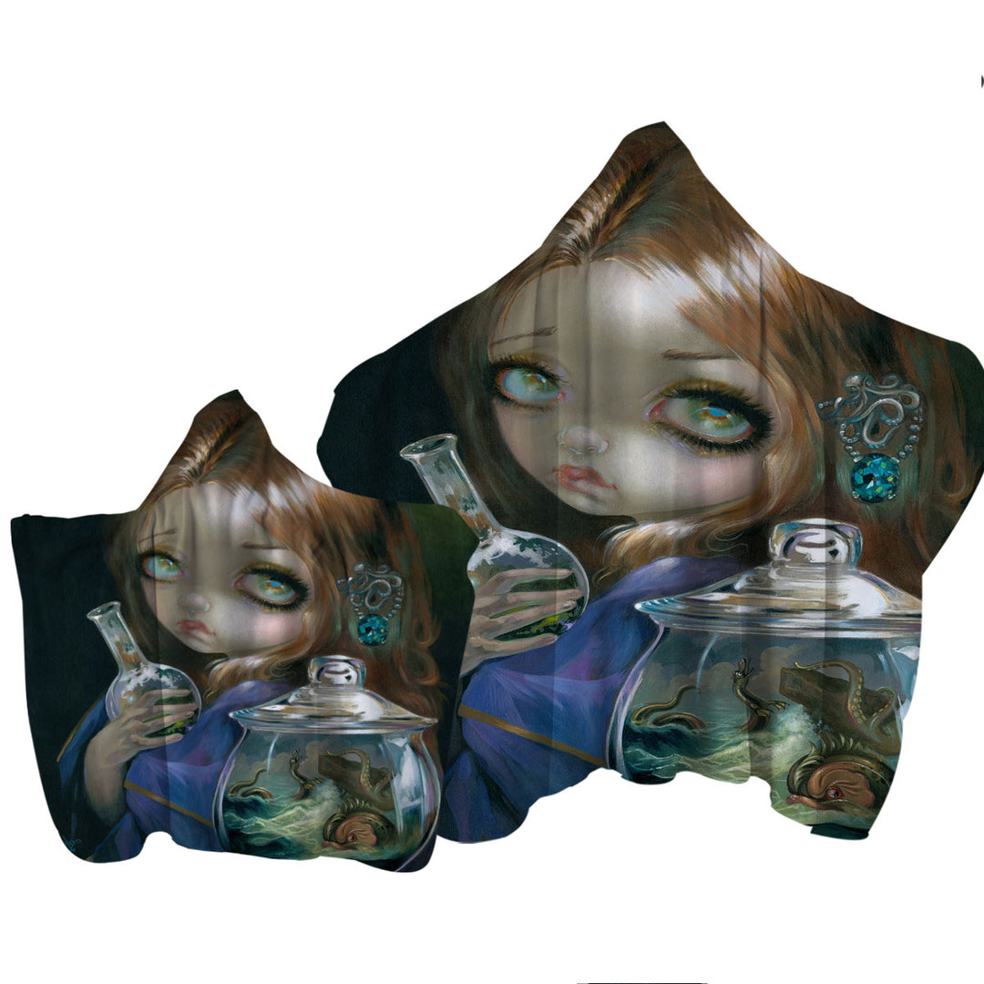 Alchemical Girl Microcosm Sea Monsters the Kraken Hooded Beach Towel