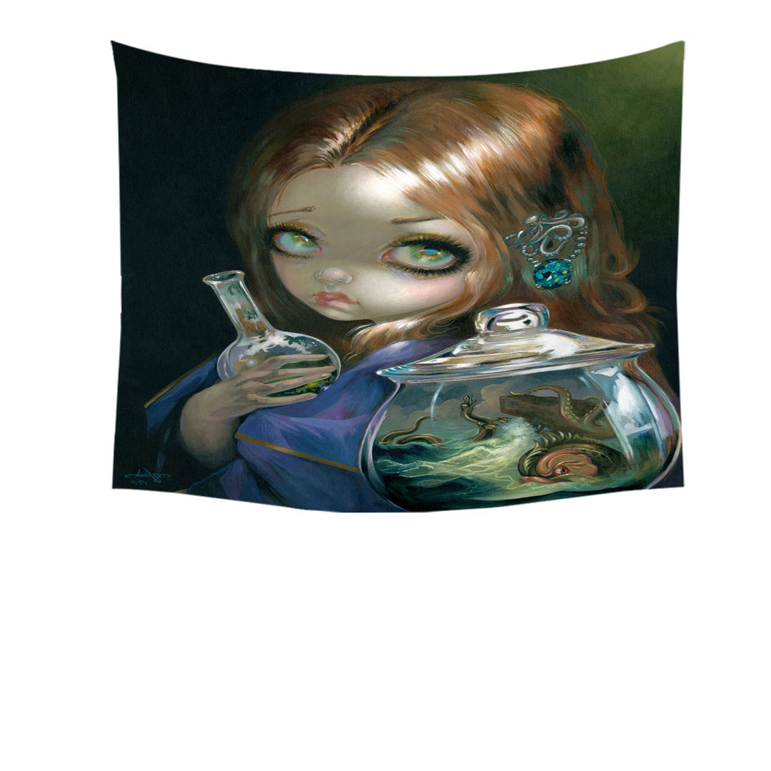 Alchemical Girl Microcosm Sea Monsters the Kraken Tapestry Wall Decor