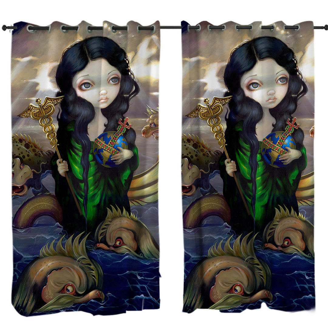 Alchemical Seas Sea Maiden and Monsters Spirits Curtains