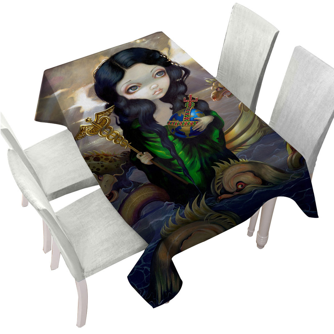 Alchemical Seas Sea Maiden and Monsters Spirits Custom table cloth