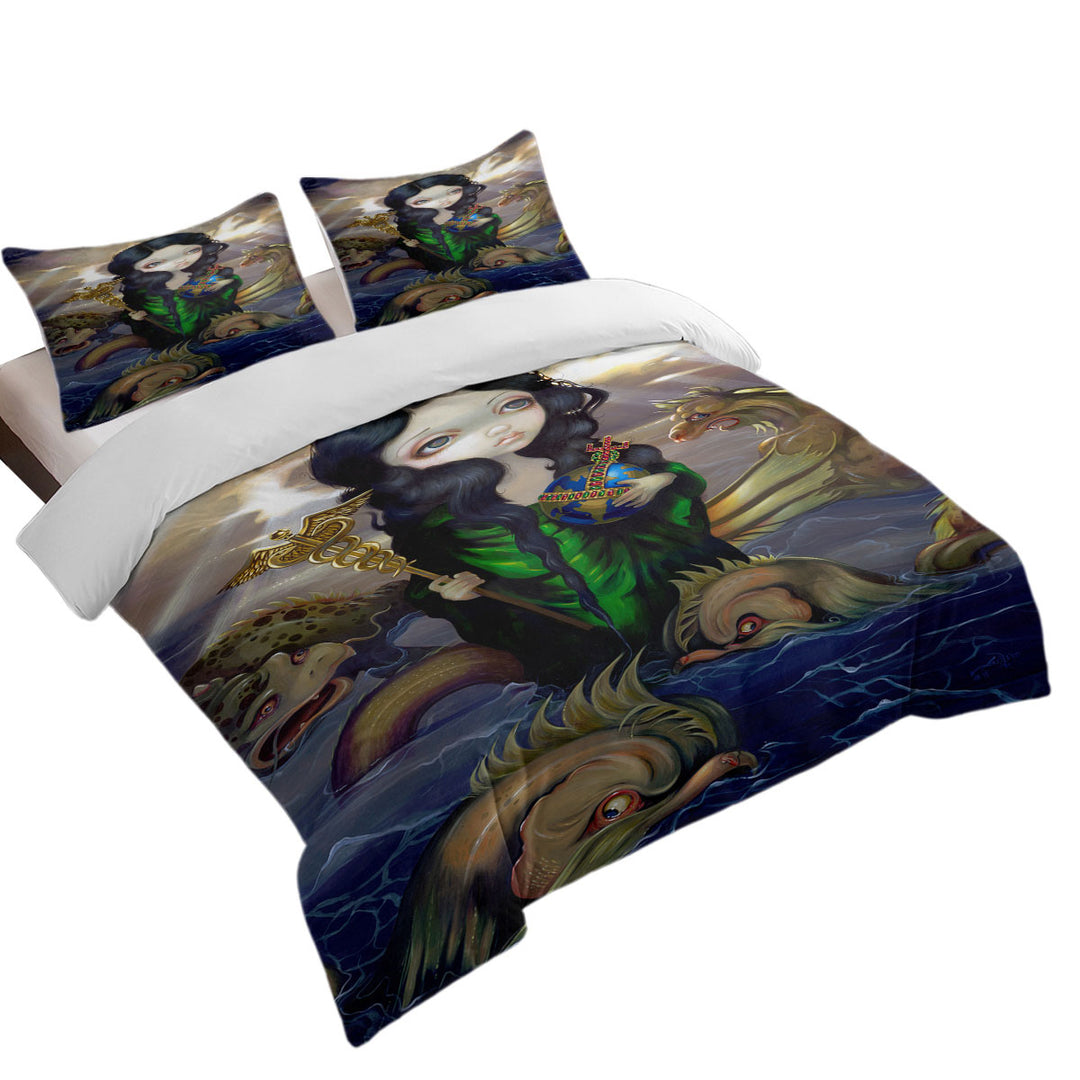 Alchemical Seas Sea Maiden and Monsters Spirits Queen Size Duvet Cover