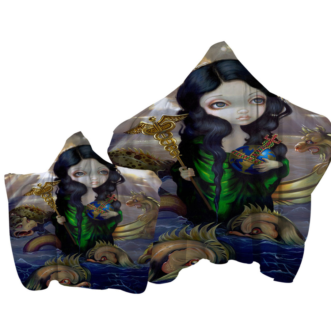 Alchemical Seas Sea Maiden and Monsters Spirits Towel Hoodie