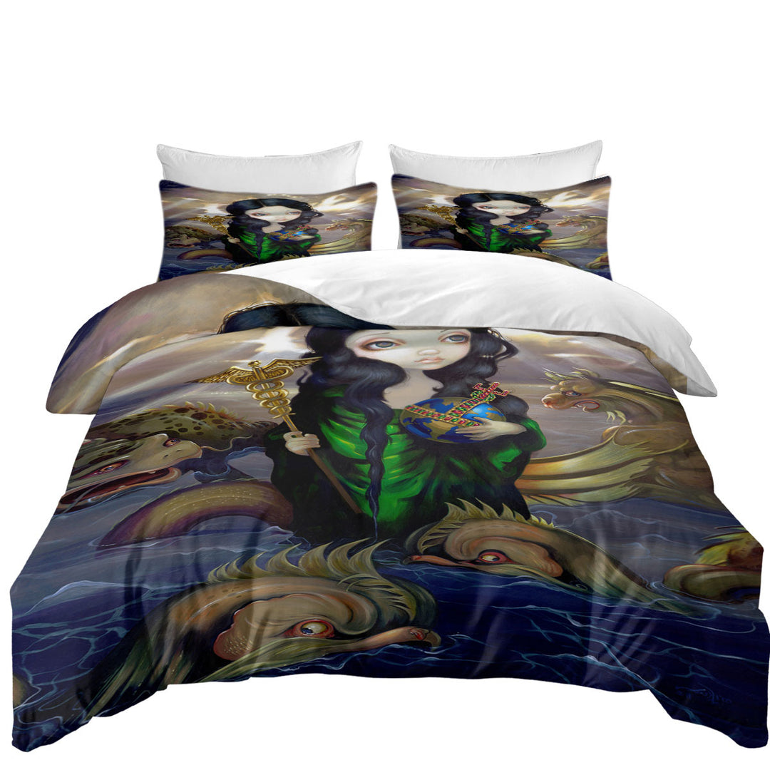 Alchemical Seas Sea Maiden and Monsters Spirits Twin Duvet Covers