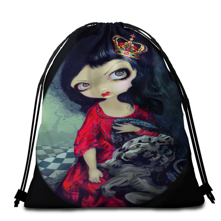 Alice Beach Towel Bags Fairytale Painting Looking Glass Red Queen