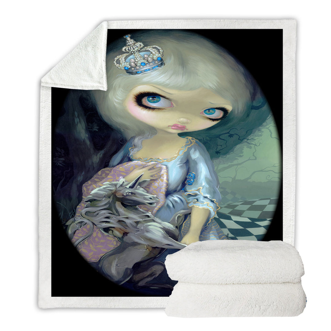 Alice Couch Throws Fairytale Painting Looking Glass White Queen