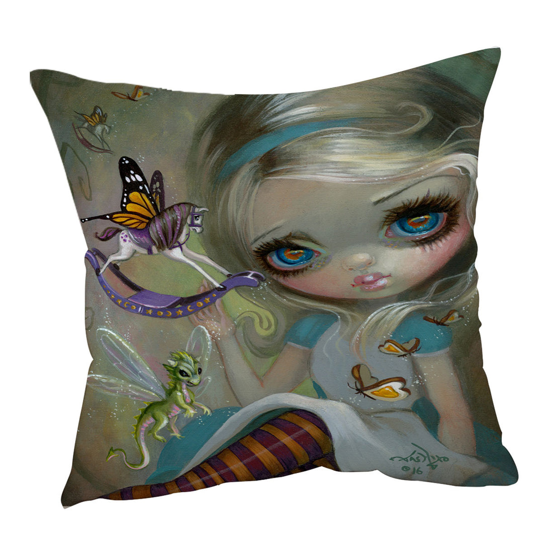 Alice Cushion Covers Fairytale Painting Looking Glass Insects