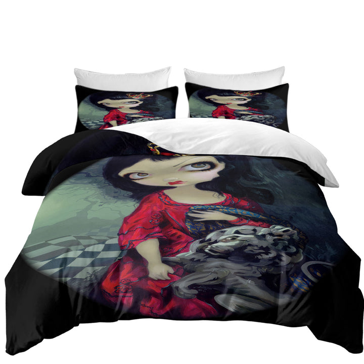 Alice Fairytale Painting Looking Glass Red Queen Coverlet