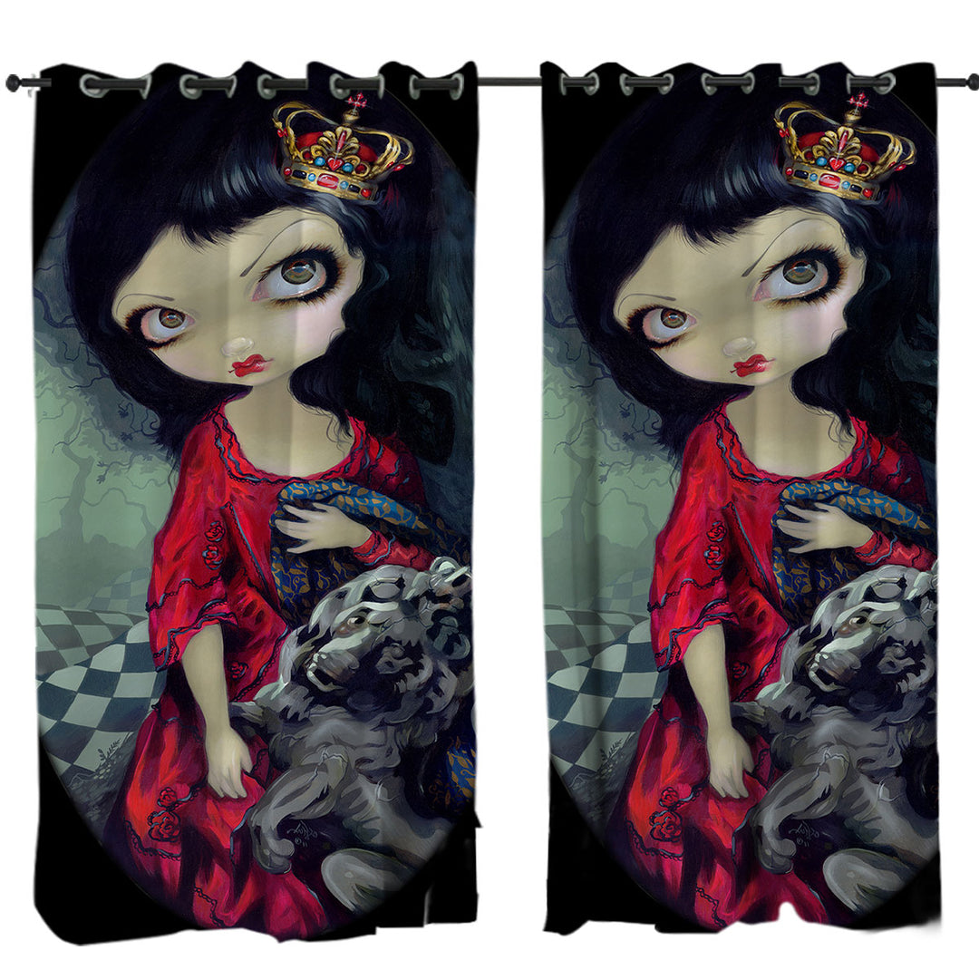 Alice Fairytale Painting Looking Glass Red Queen Drapes for Living Room