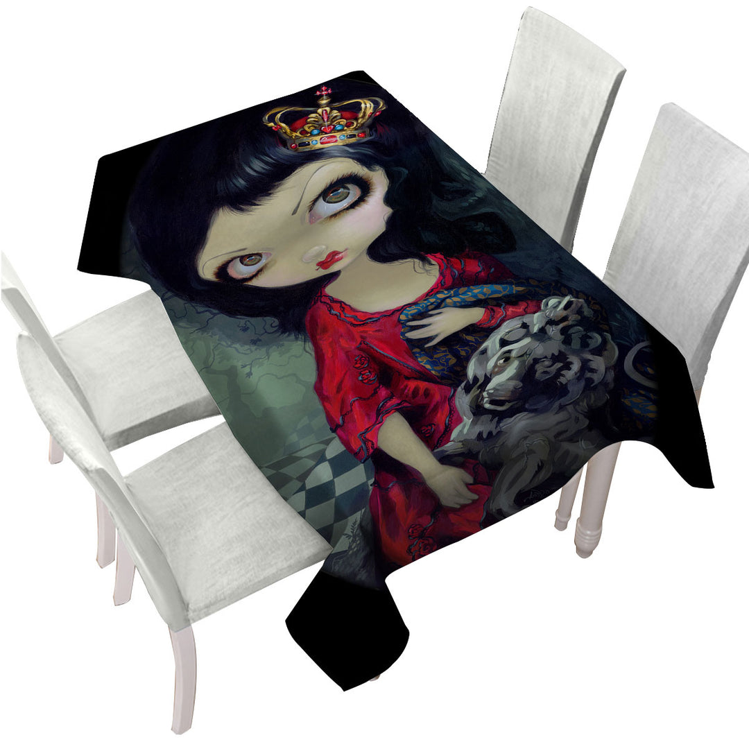 Alice Fairytale Painting Looking Glass Red Queen Tablecloth