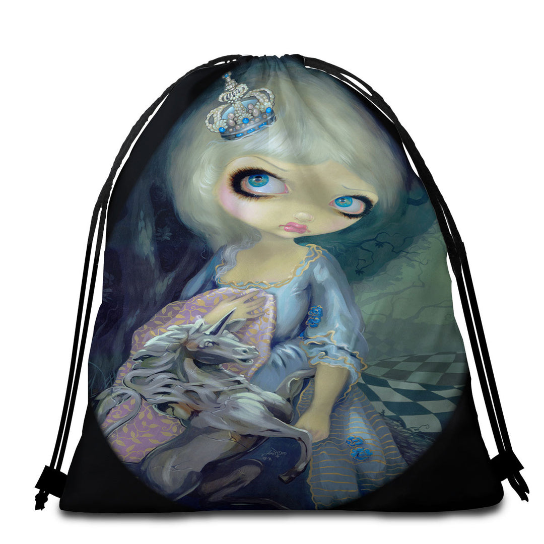 Alice Swims Towel Fairytale Painting Looking Glass White Queen