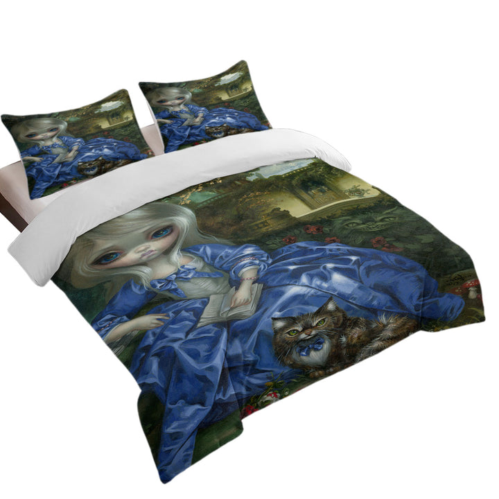 Alice and Cat Fairytale Daydreaming Wonderland Duvet Cover Queen