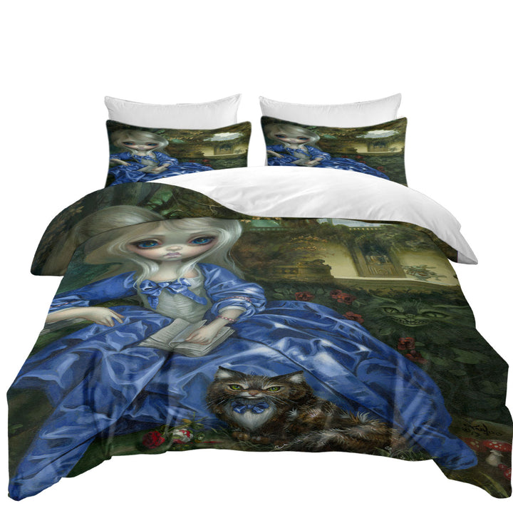 Alice and Cat Fairytale Daydreaming Wonderland Duvet Covers King