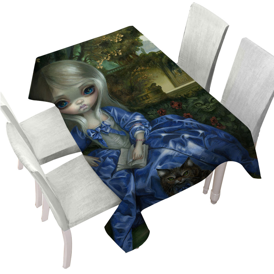 Alice and Cat Fairytale Daydreaming Wonderland Tablecloths