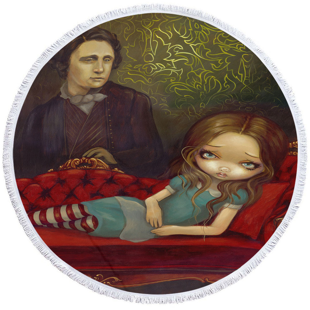 Alice and Lewis Carroll Circle Beach Towel