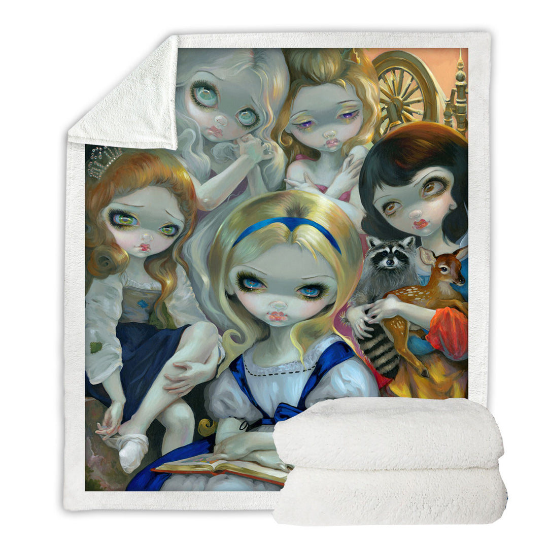 Alice and the Bouguereau Princesses Throw Blanket