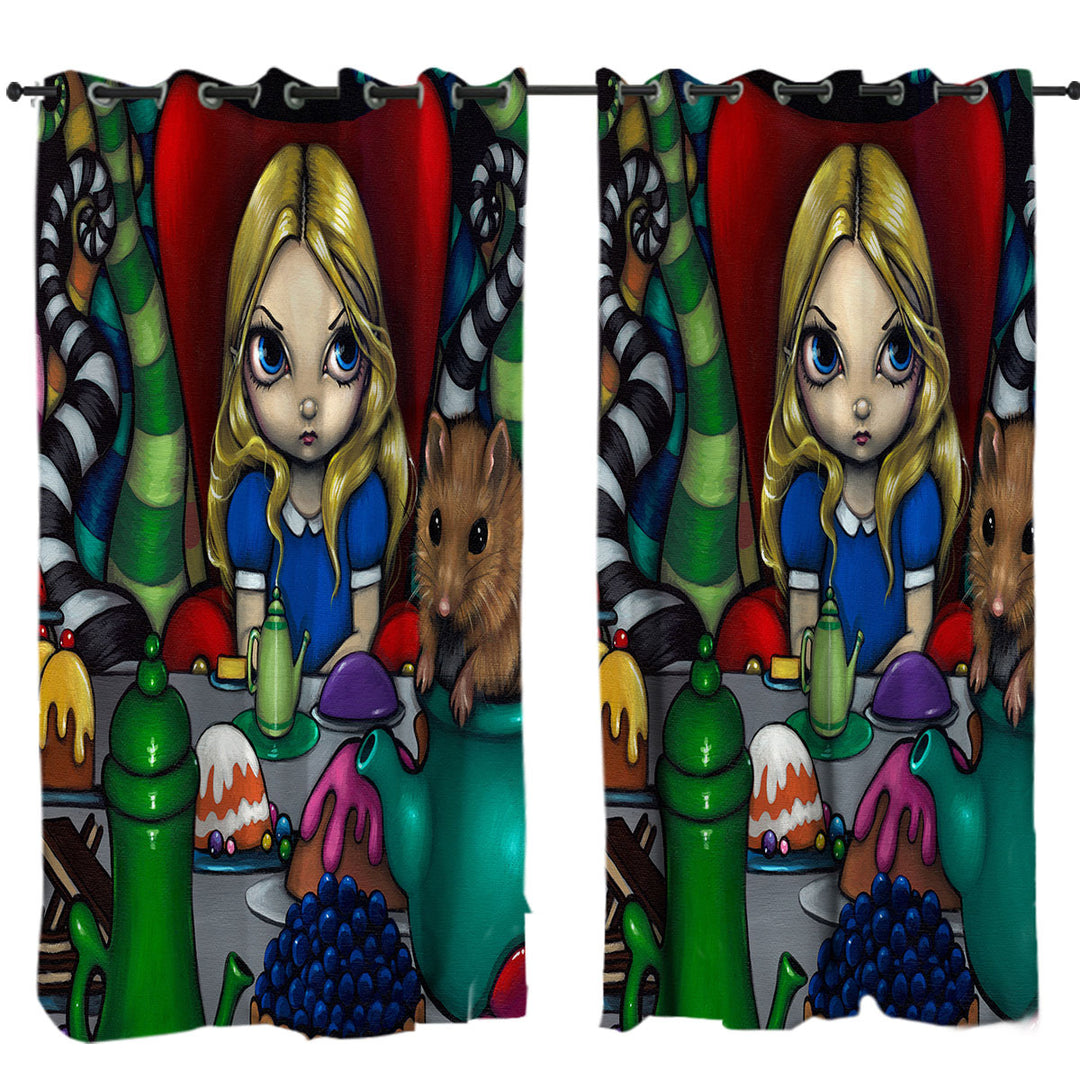 Alice and the Dormouse Eyelet Curtains