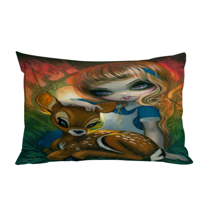 Alice and the Fawn Deer Pillow Cases