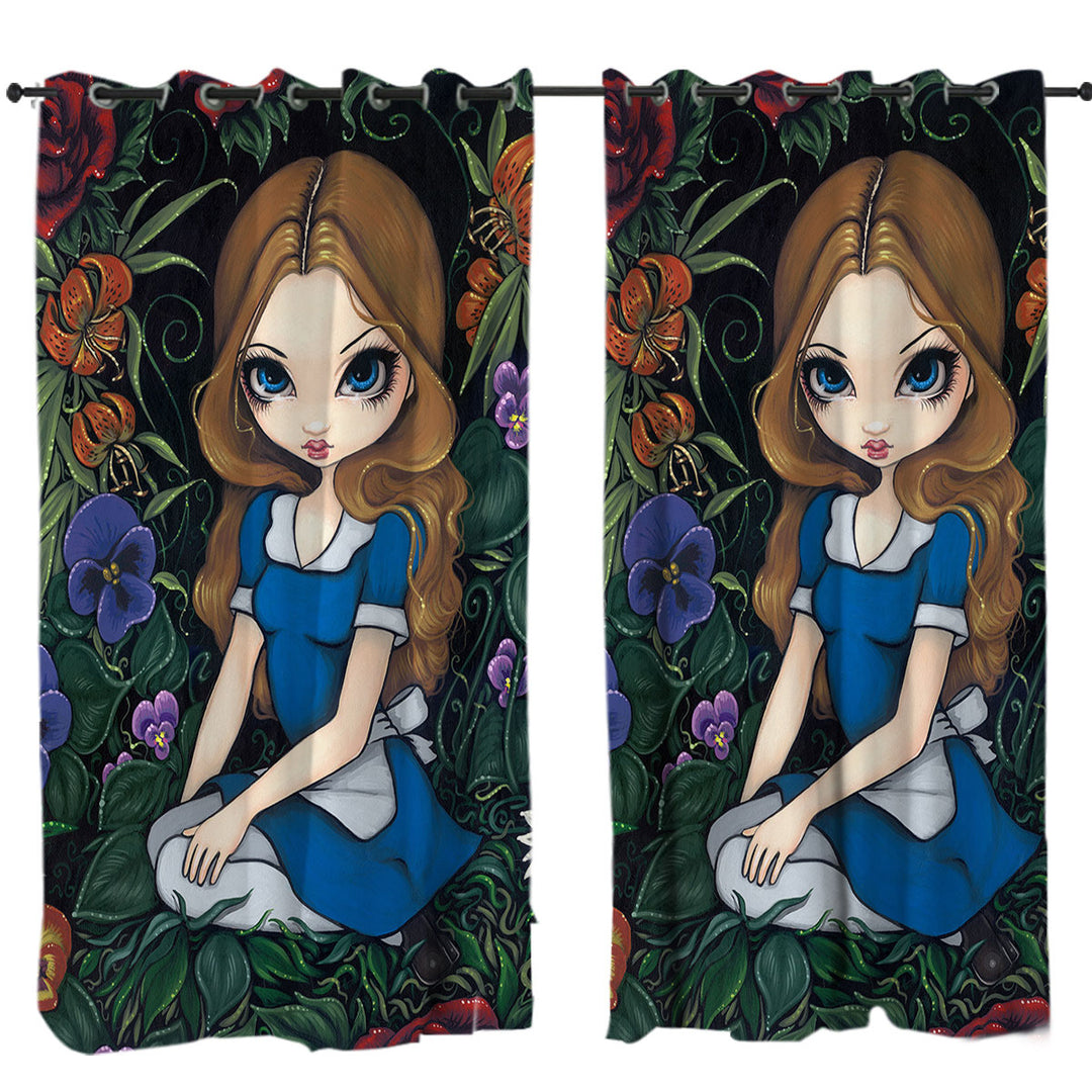 Alice and the Flowers Custom Drapes