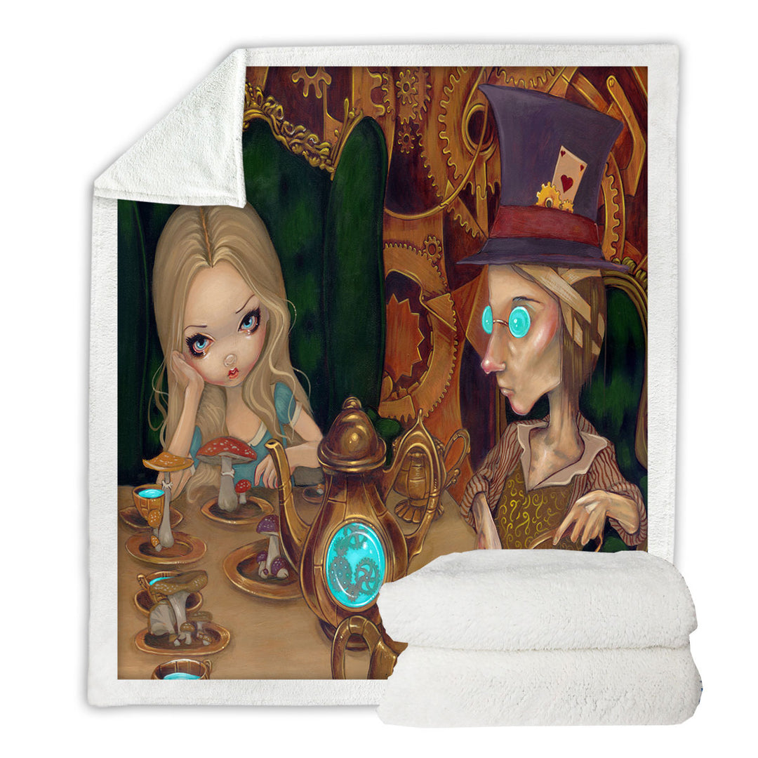 Alice and the Mad Hatter Sherpa Blanket