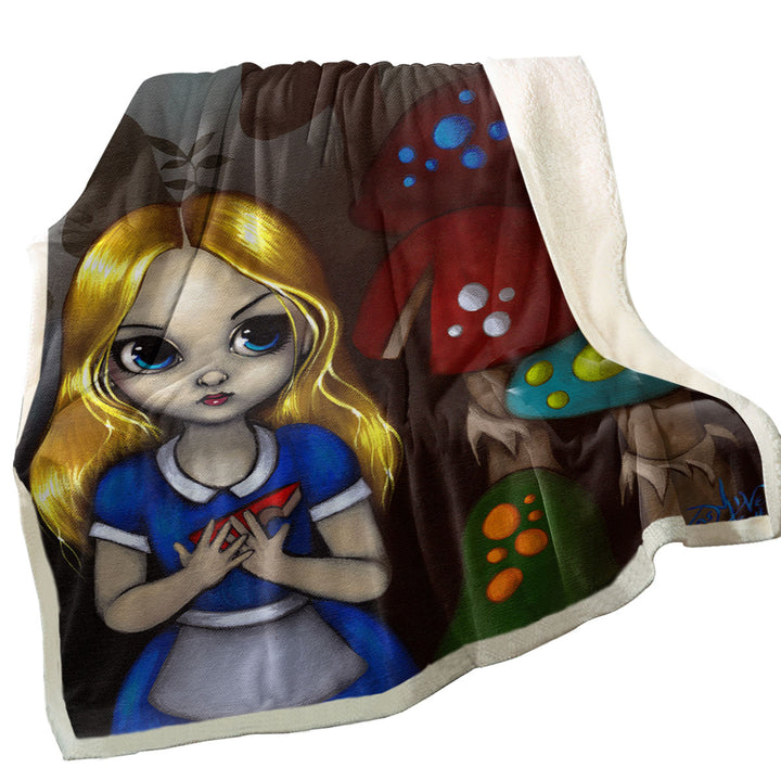 Alice and the Mushrooms Sherpa Blanket