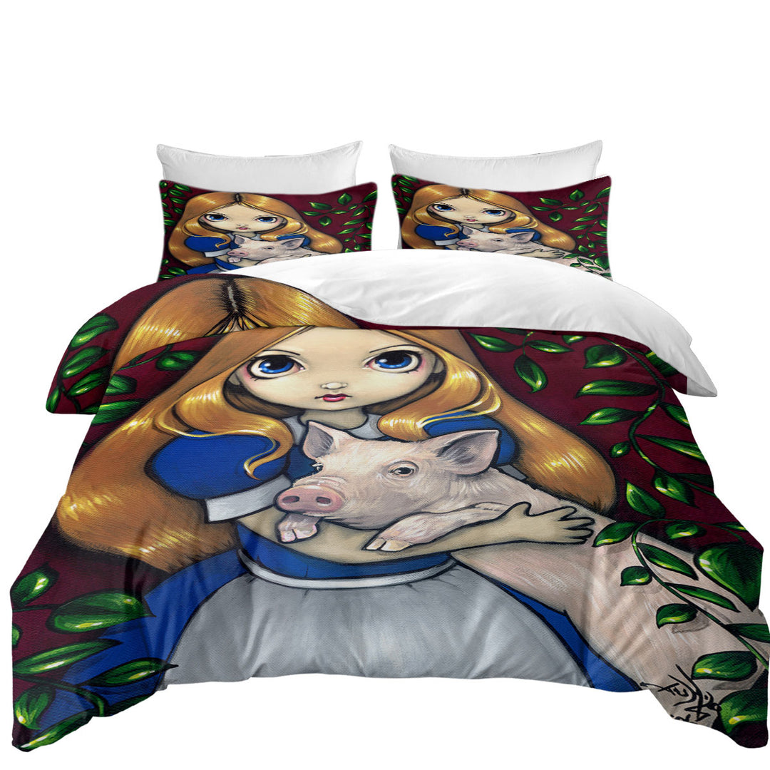 Alice and the Pig California King Duvet Cover