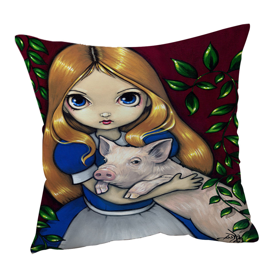 Alice and the Pig Cushion Cover