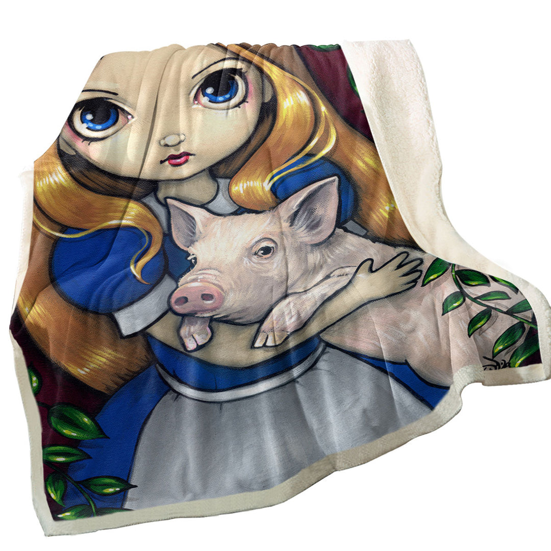 Alice and the Pig Fleece Blankets