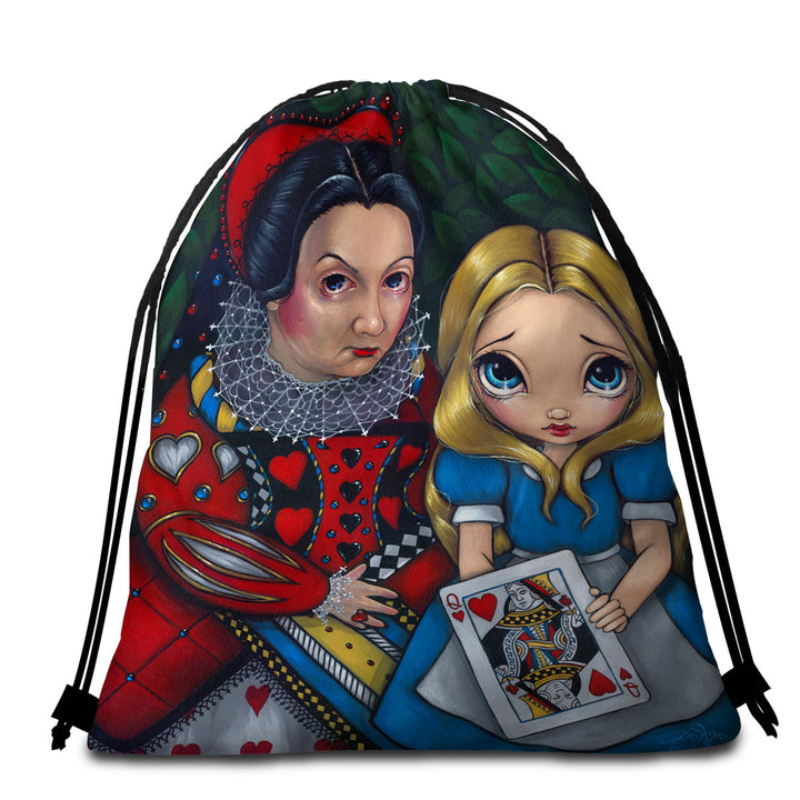 Alice and the Queen of Hearts Beach Towel Bags