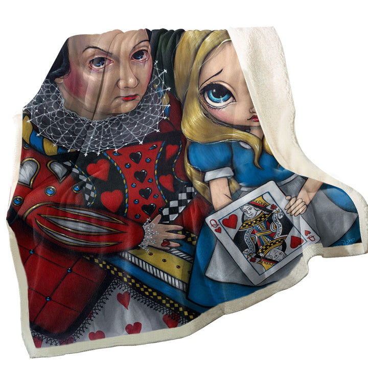 Alice and the Queen of Hearts Throw Blanket