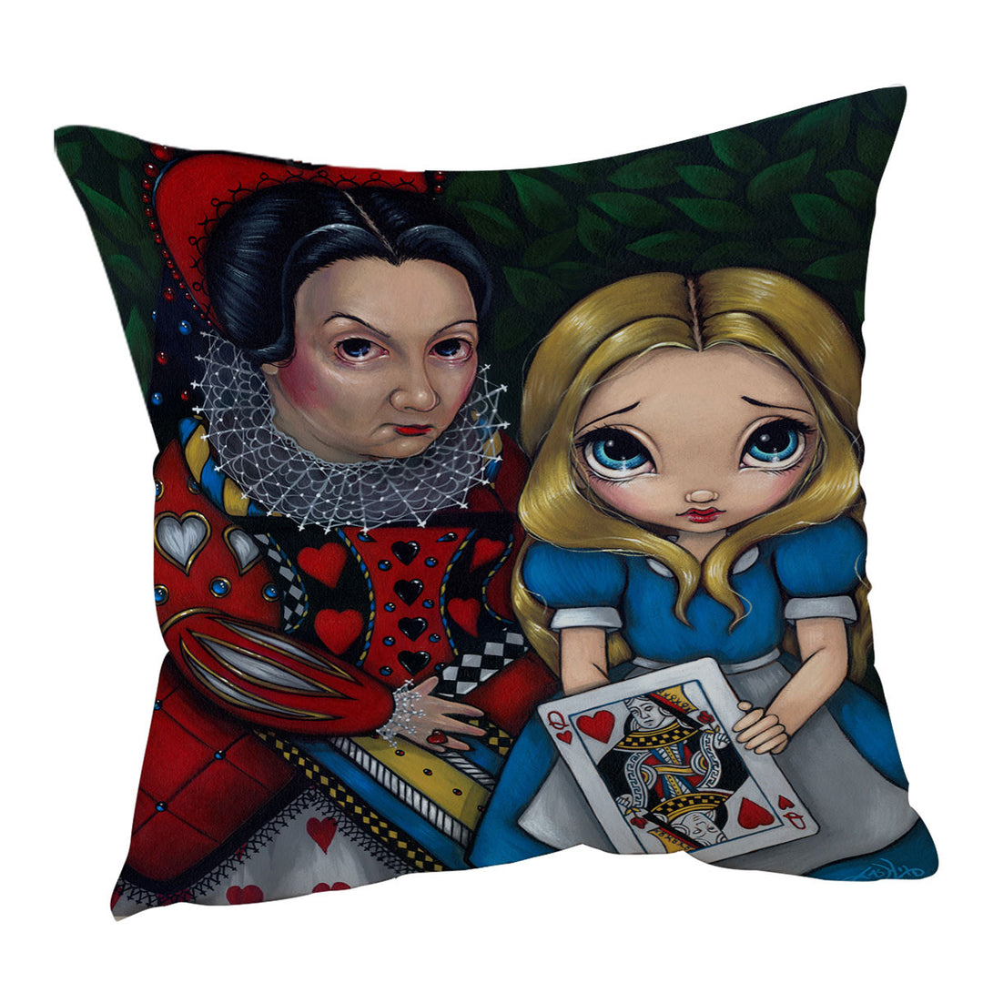 Alice and the Queen of Hearts Throw Pillows