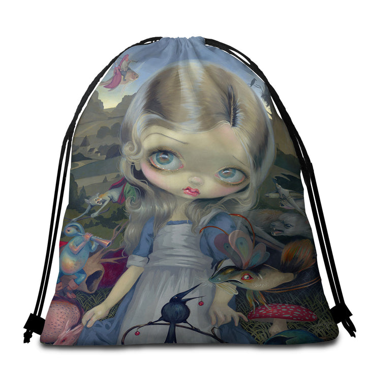 Alice in a Bosch Wonderland Packable Beach Towel