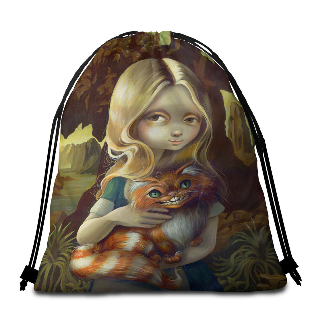 Alice in a Da Vinci Portrait Beach Bags and Towels