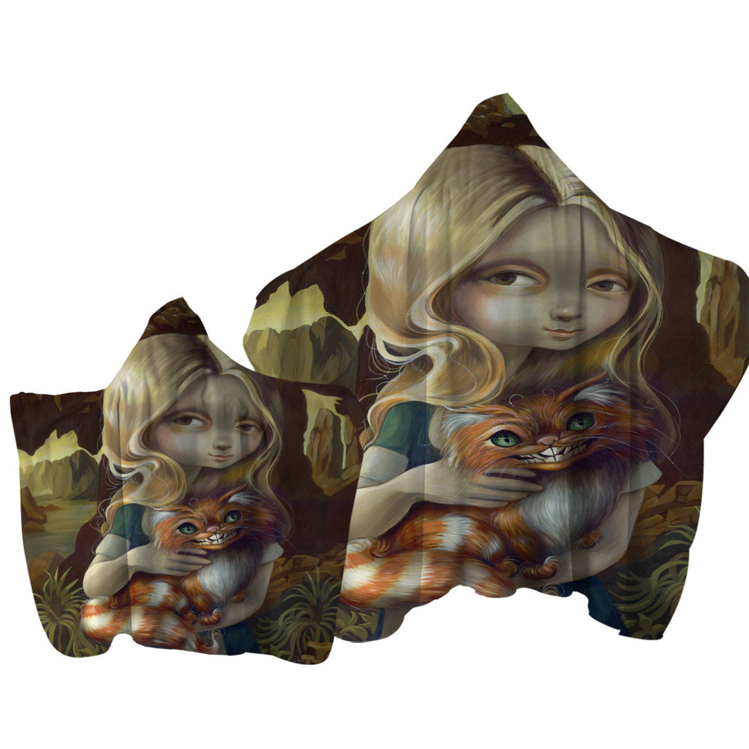 Alice in a Da Vinci Portrait Hooded Beach Towel