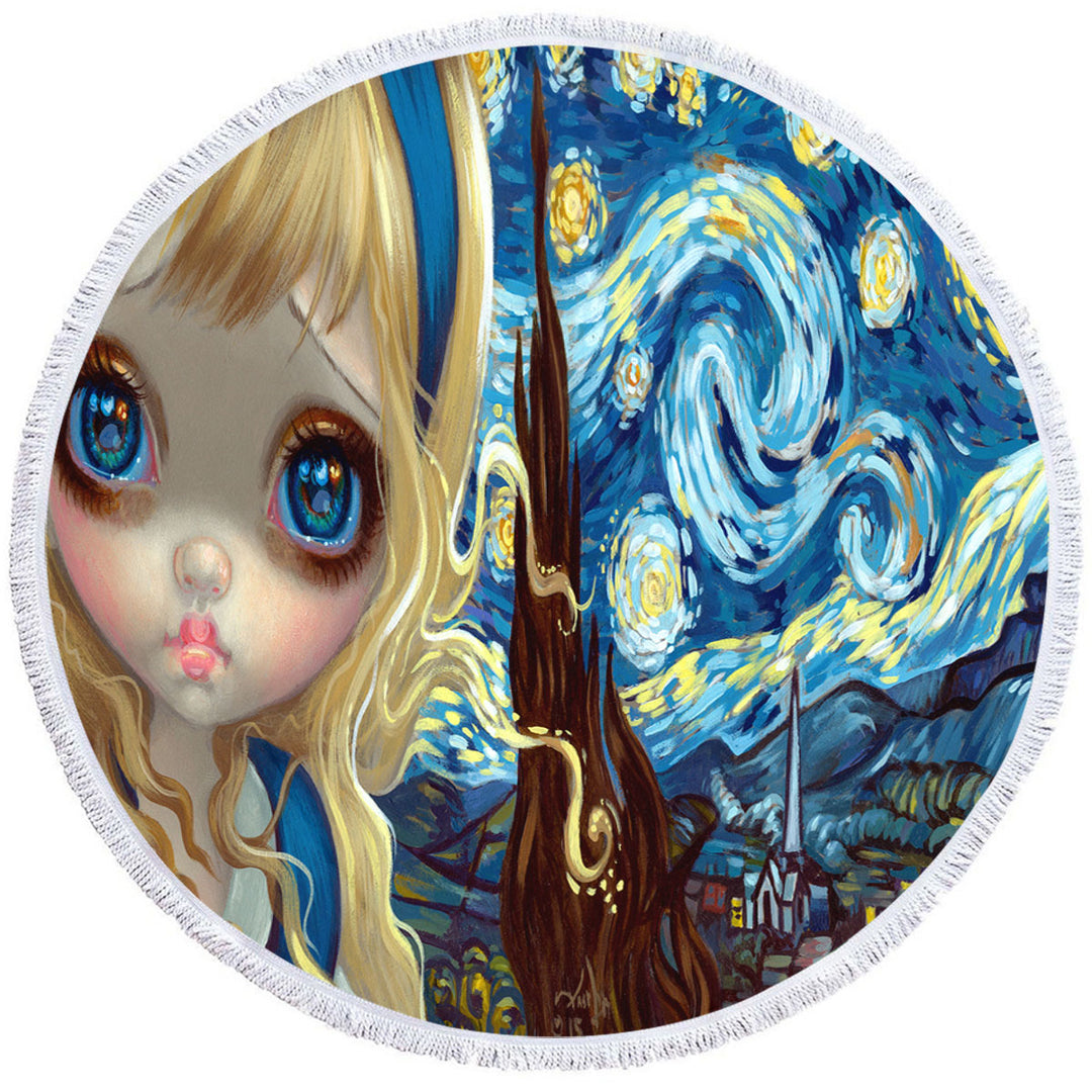 Alice in the Starry Night Beach Towel