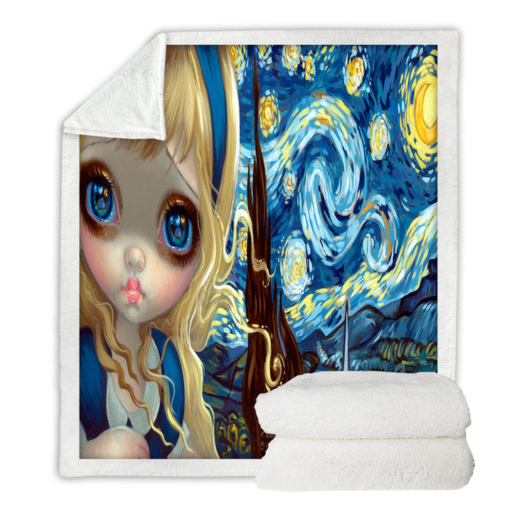 Alice in the Starry Night Sherpa Blanket