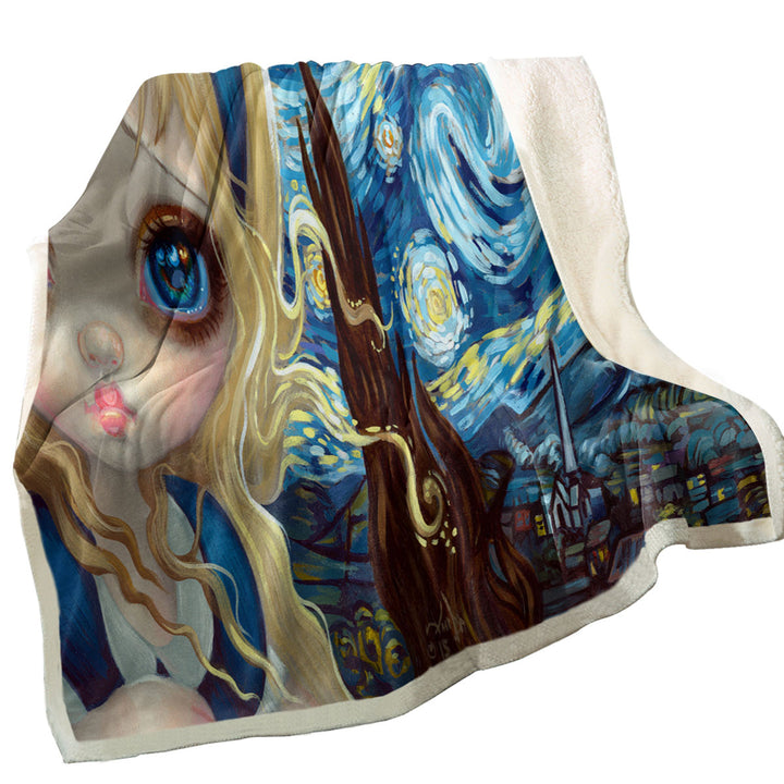 Alice in the Starry Night Throw Blanket