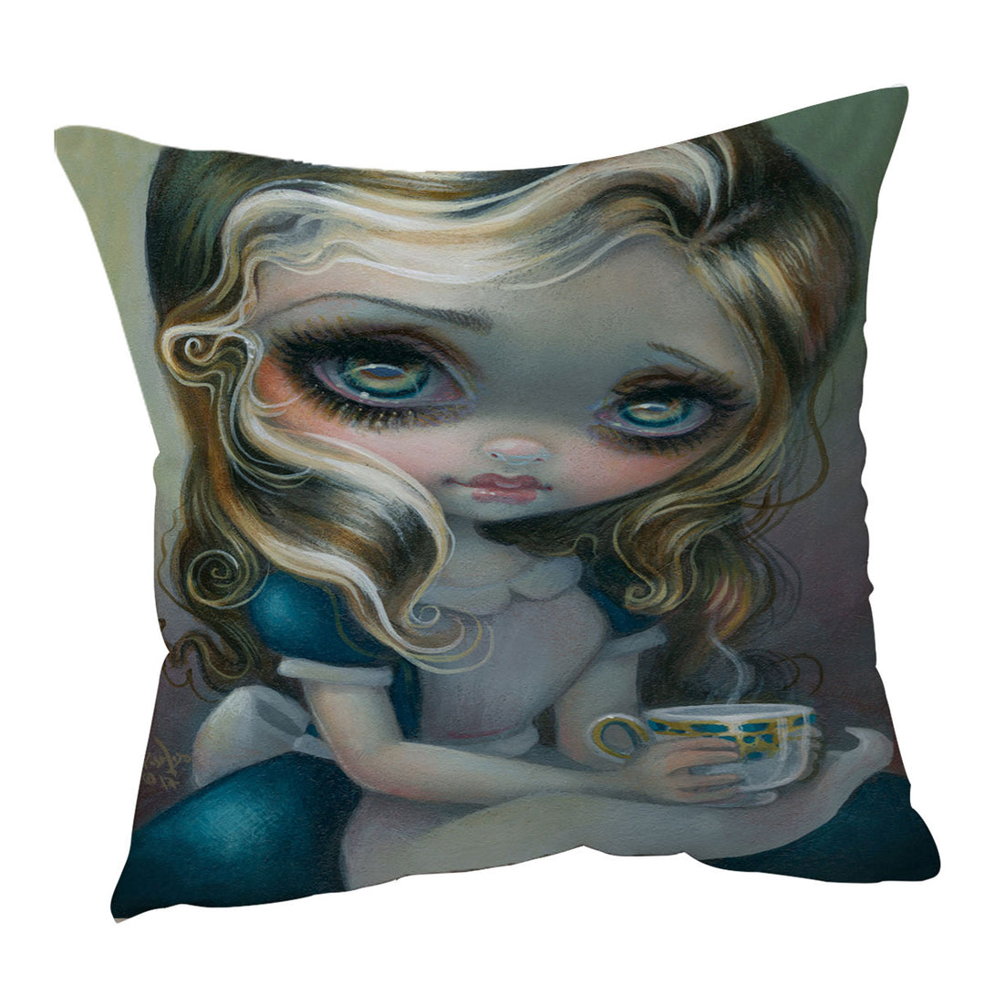 Alice_s Advice Tea Cup Alice Throw Pillows