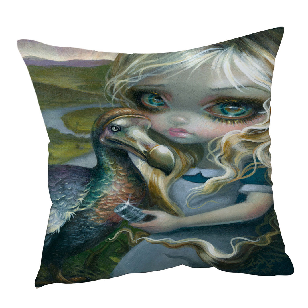 Alice_s Prize Dodo and Alice Throw Pillows and Cushions