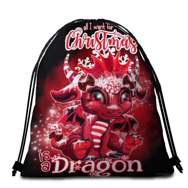 All I Want for Christmas is a Dragon Beach Towel Bags