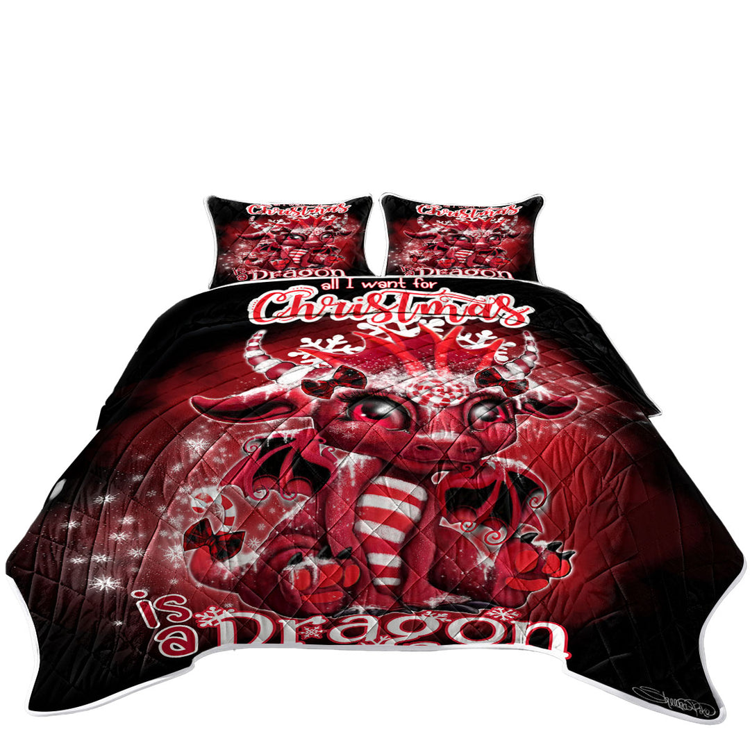 All I Want for Christmas is a Dragon California King Quilt Sets