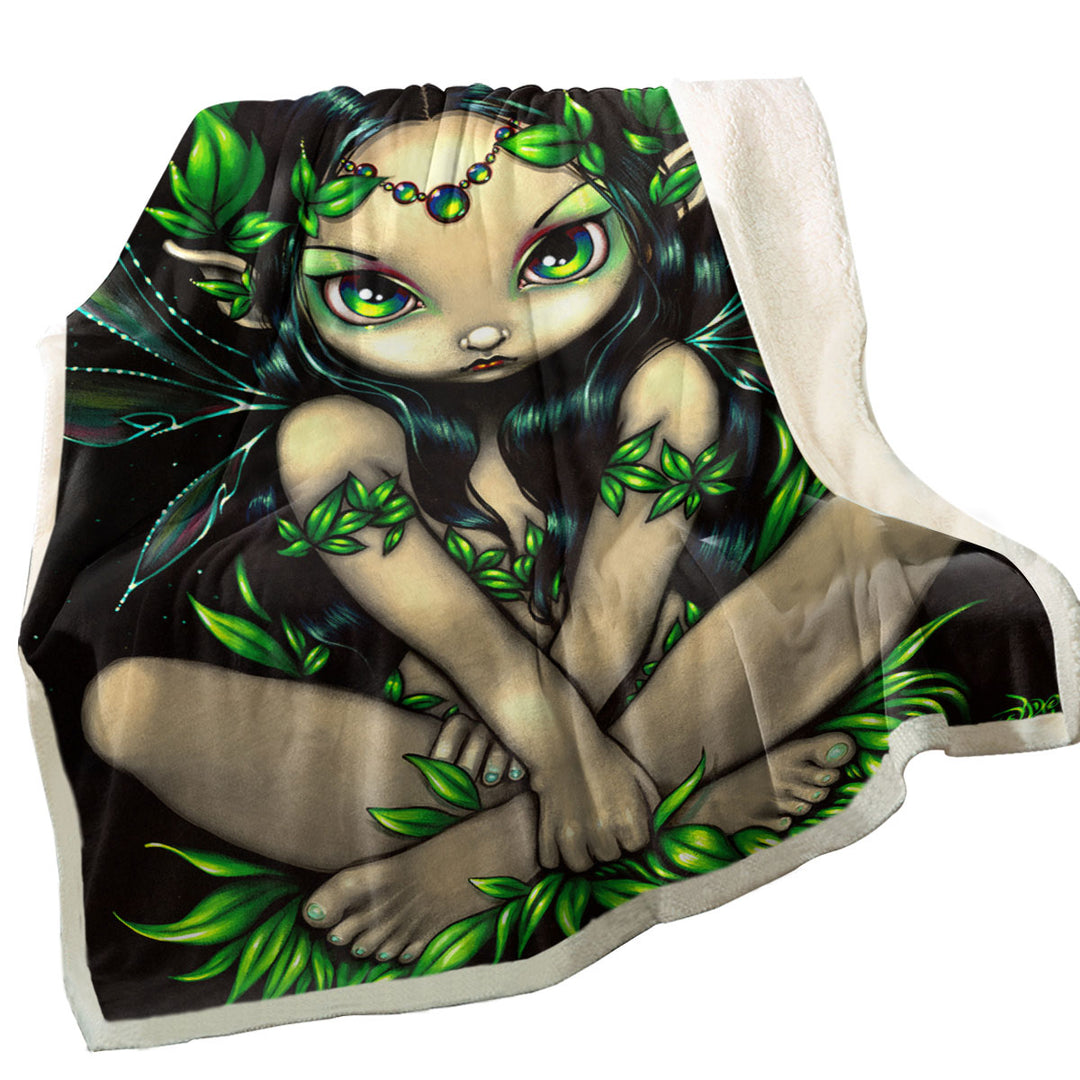 Allura Tropical Green Fairy Sherpa Blanket