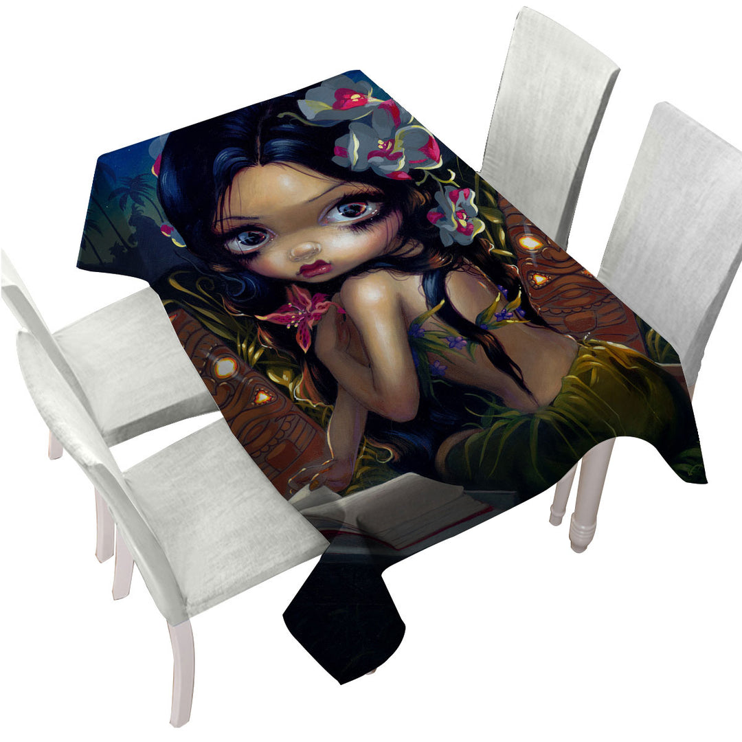 Amara the Hawaiian Fairy and the Book Custom tablecloths