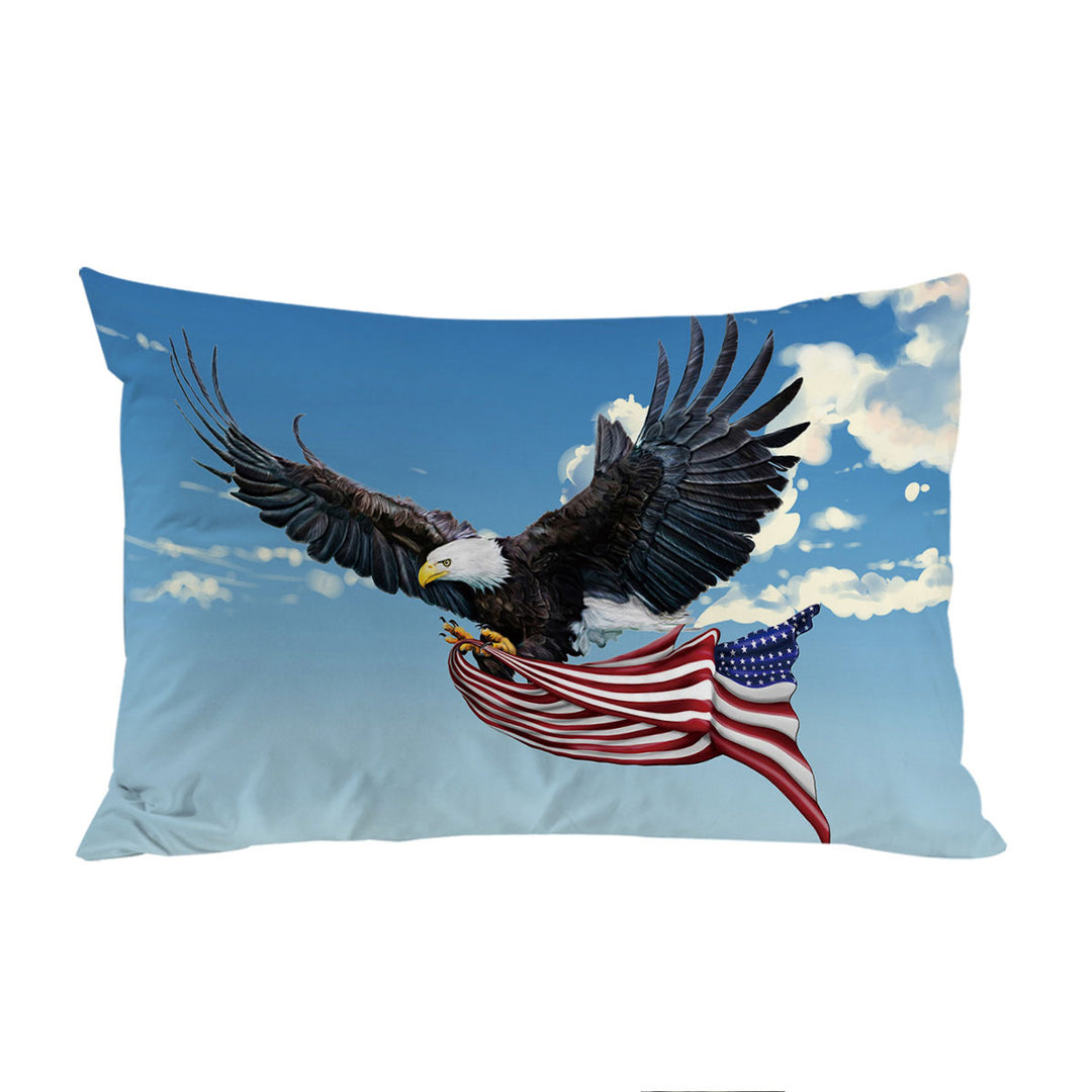 American Eagle Holding a USA Flag Pillowcase