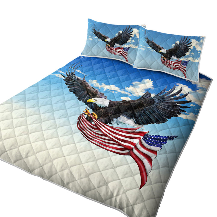 American Eagle Holding a USA Flag Quilts