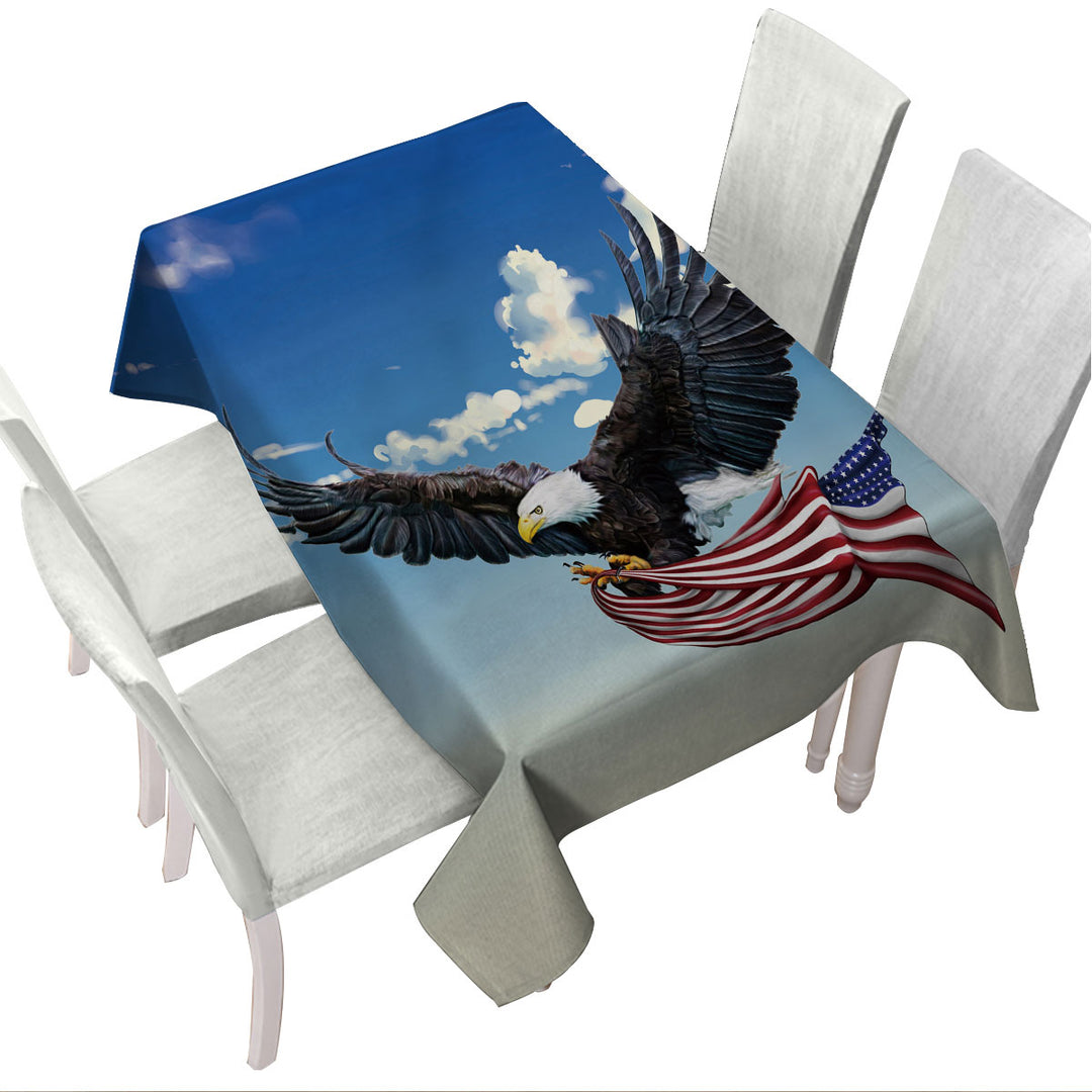 American Eagle Holding a USA Flag Table Cover