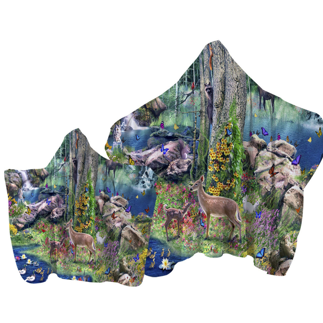 American Forest Animals Towel with Hood