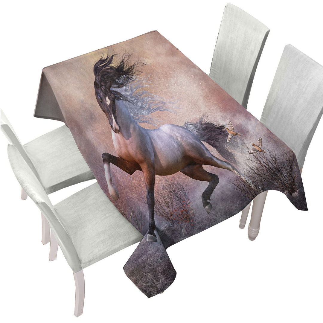 American Wild Spooked Horse Custom table Covers